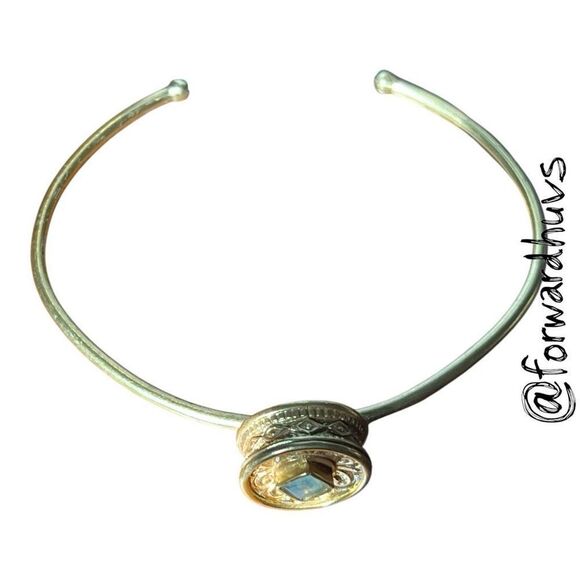 Bundle Sale 3 for $15 | Gold Tone Narrow Cuff – Grayish Blue Stone - Picture 4 of 6